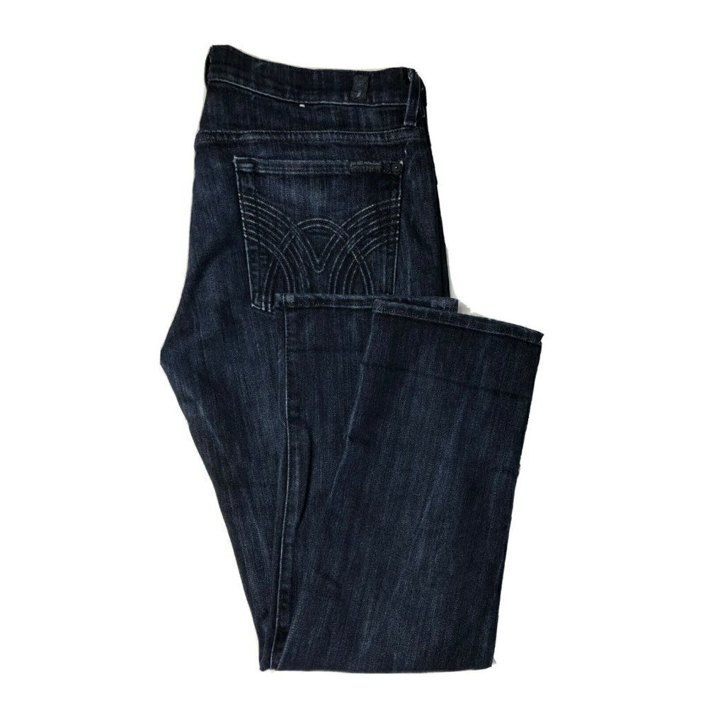 7 For All Mankind Straight Leg‎ Flood Woman 31x28 Blue Denim Jeans Stretch